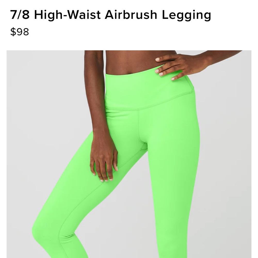 7/8 alo High-Waist Airbrush Legging in Green Glow